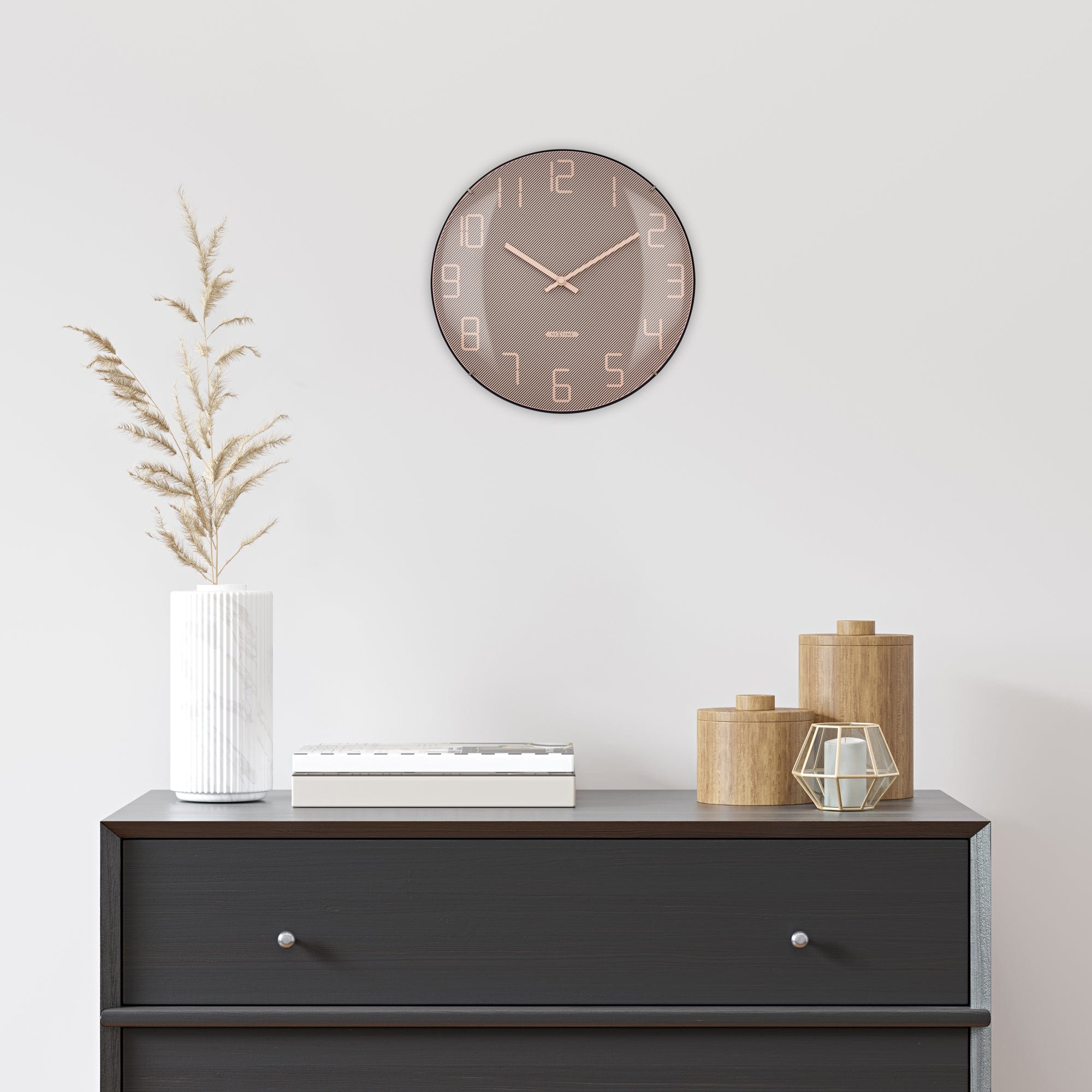 Wall Clock 35cm Domed Glass Lens - Silent - Glass -"Shade" - Goat Corp