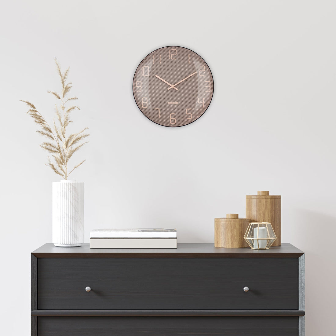 Wall Clock 35cm Domed Glass Lens - Silent - Glass -"Shade" - Goat Corp