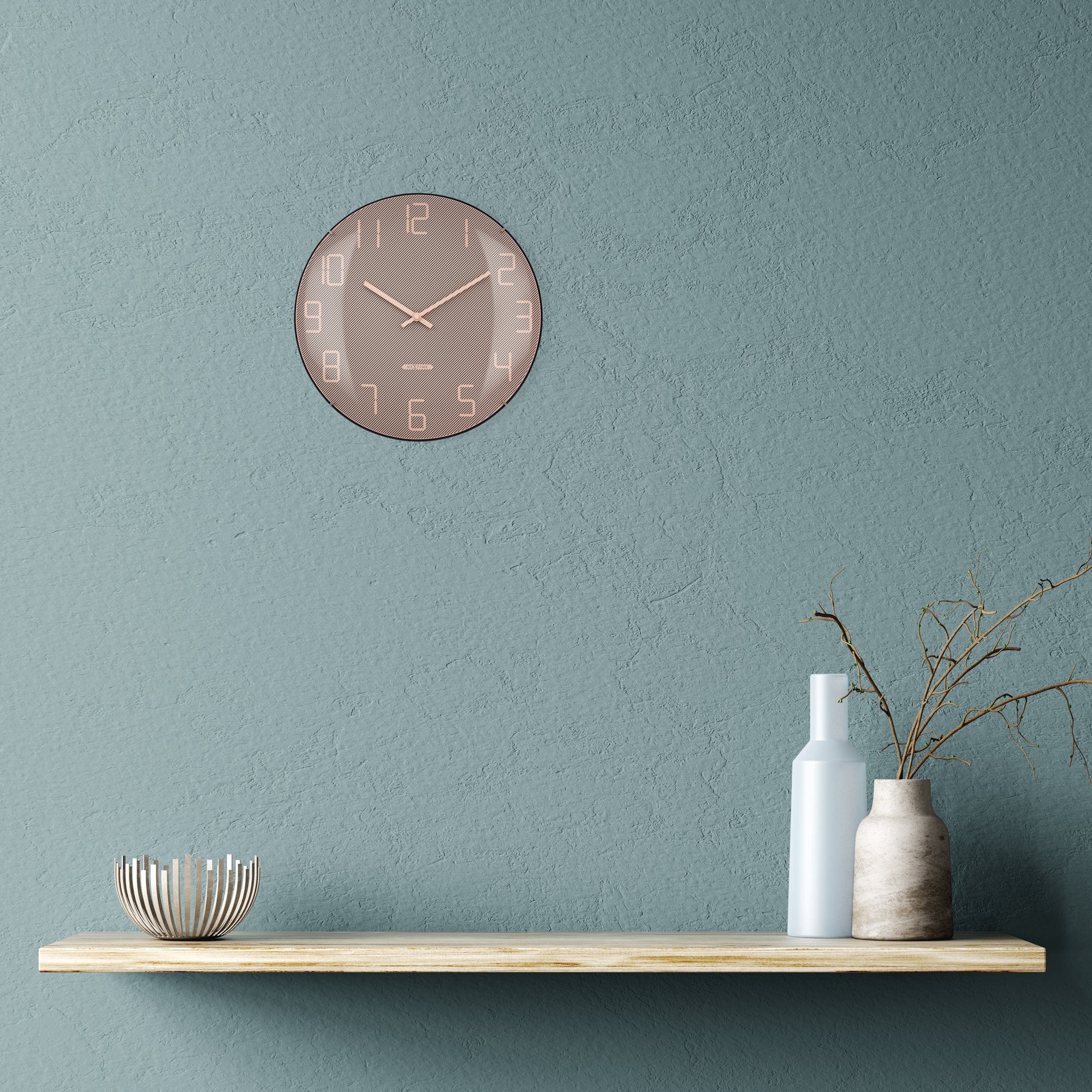 Wall Clock 35cm Domed Glass Lens - Silent - Glass -"Shade" - Goat Corp