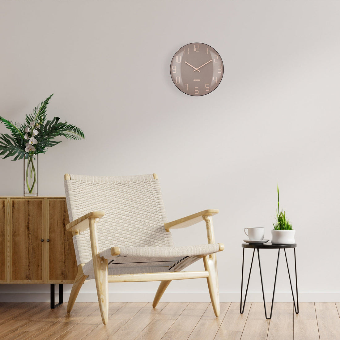 Wall Clock 35cm Domed Glass Lens - Silent - Glass -"Shade" - Goat Corp