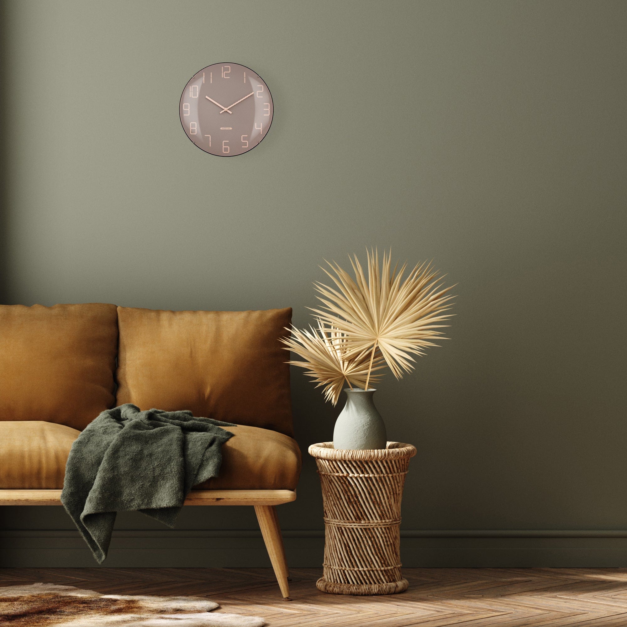 Wall Clock 35cm Domed Glass Lens - Silent - Glass -"Shade" - Goat Corp