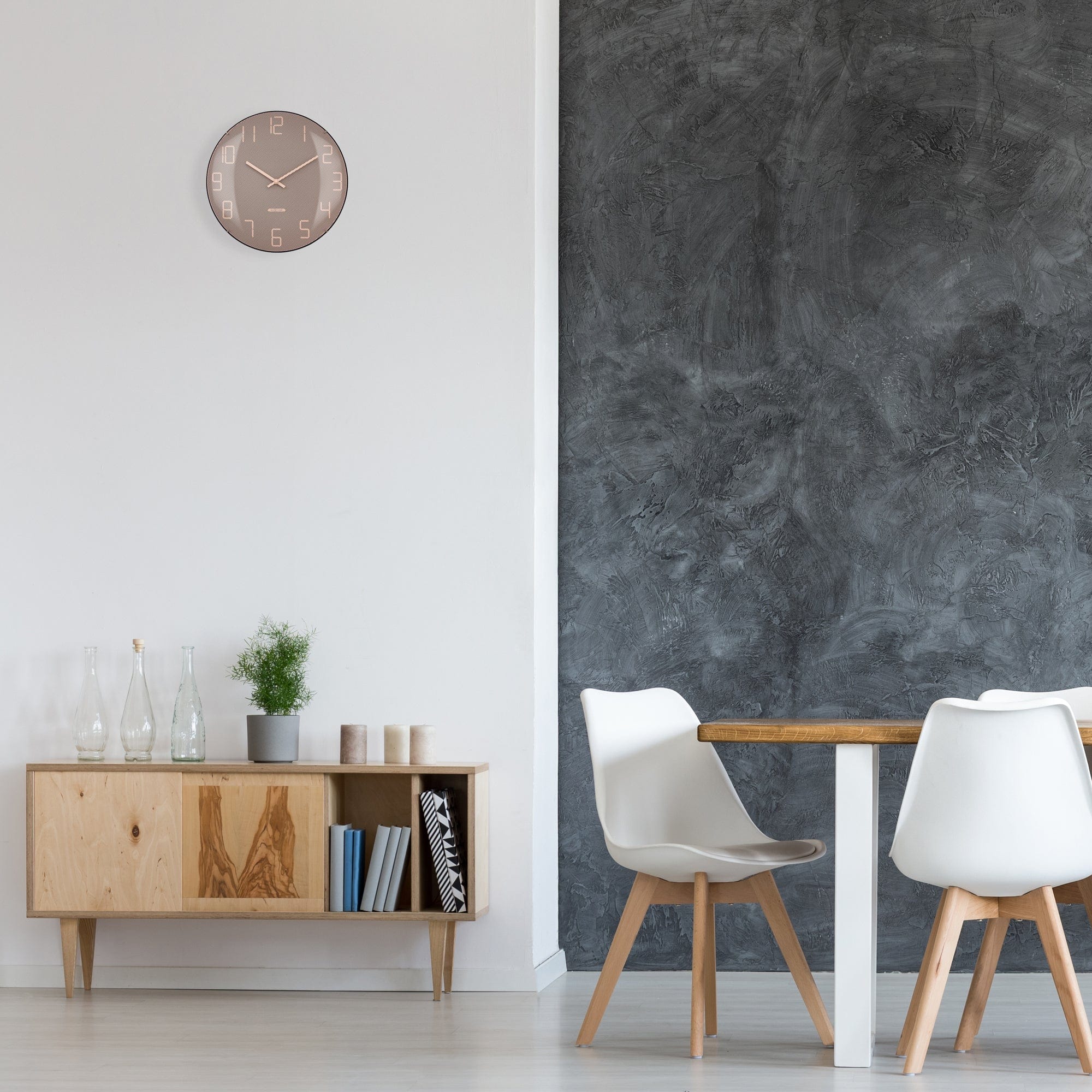 Wall Clock 35cm Domed Glass Lens - Silent - Glass -"Shade" - Goat Corp