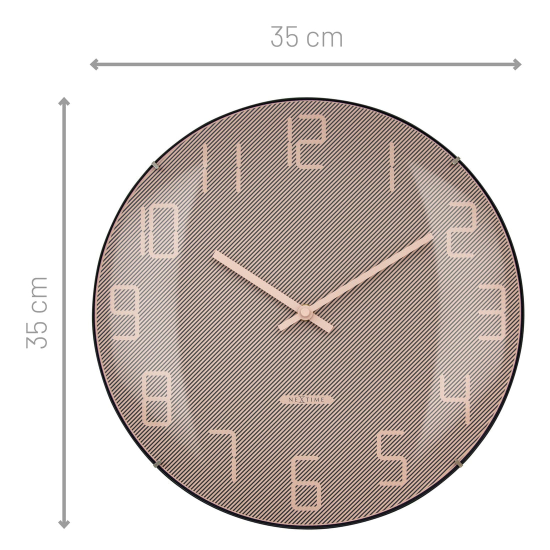 Wall Clock 35cm Domed Glass Lens - Silent - Glass -"Shade" - Goat Corp