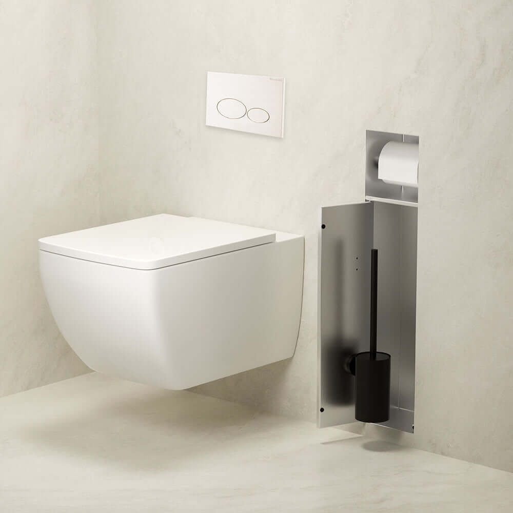 Wiesbaden Rocko Inbouw Toiletrol- en Borstelhouder Betegelbaar RVS