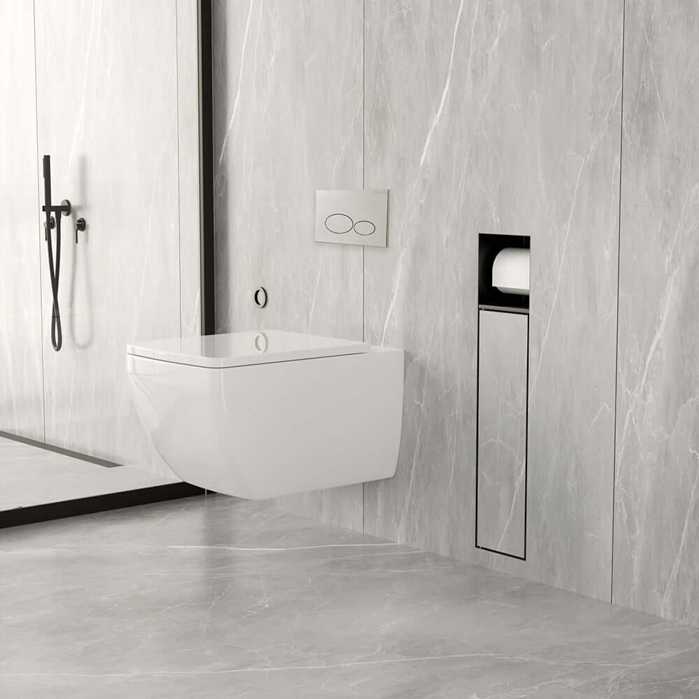 Wiesbaden Rocko Inbouw Toiletrol- en Borstelhouder Tegelbaar Mat Zwart