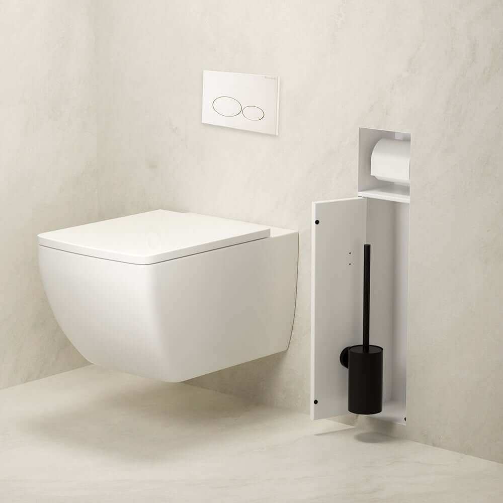Wiesbaden Rocko Inbouw Toiletrol- en Borstelhouder Tegelbaar Mat Wit