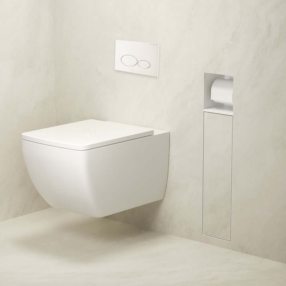 Wiesbaden Rocko Inbouw Toiletrol- en Borstelhouder Tegelbaar Mat Wit