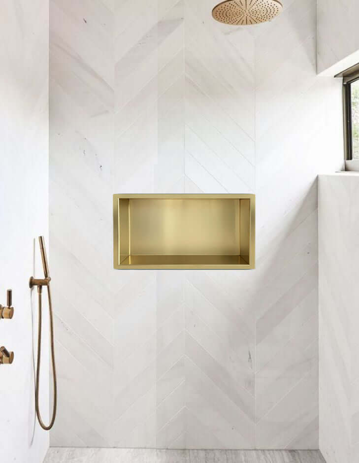 Demis inbouwnis 30 x 60 x 10 cm geborsteld messing PVD