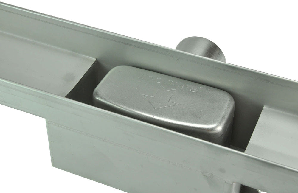 3e generatie douchegoot met muurflens en rooster 90 x 7 cm RVS