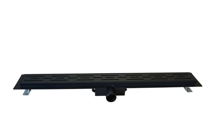 Zwarte doucheafvoer Wiesbaden met flens en verwijderbare sifon 70 x 7 cm, 6,7 cm diep in matzwart