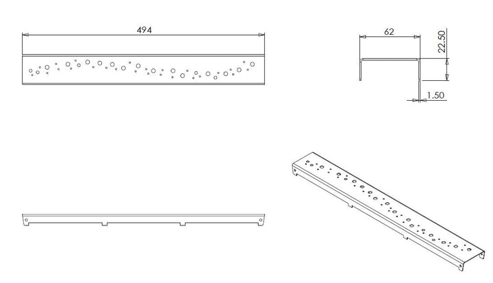 Wiesbaden rooster type 2 voor 3e generatie douchegoot 50 x 7 cm RVS