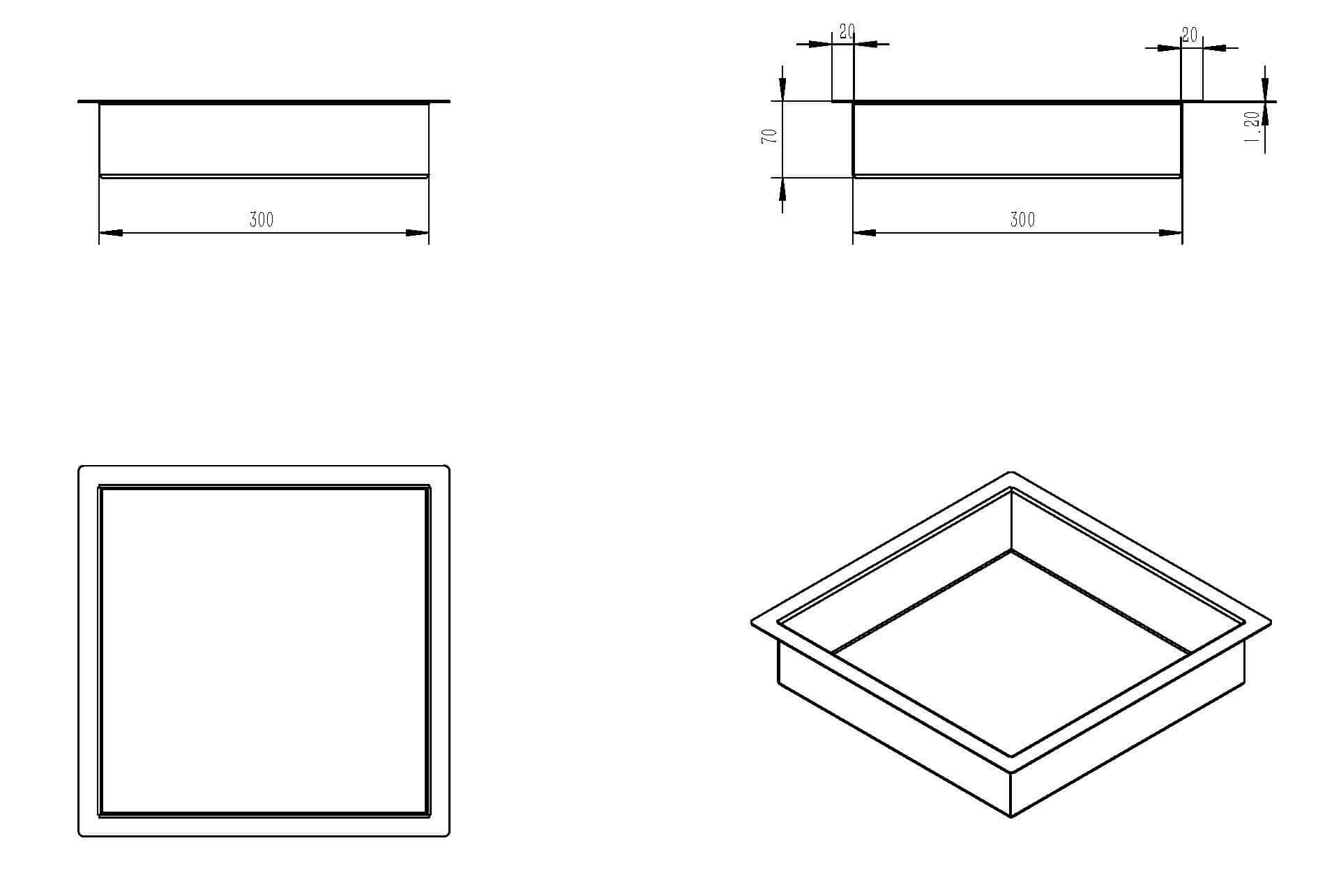 Yens Inbouwnis Wiesbaden 30x30x7 cm Brons