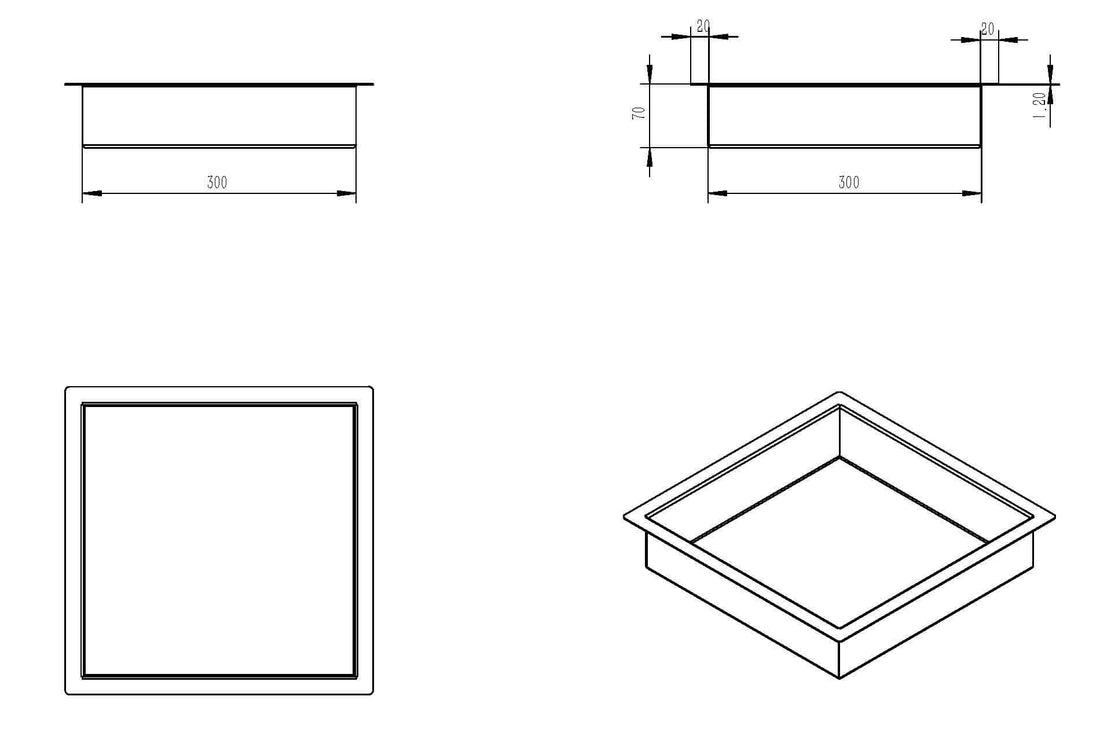 Yens Inbouwnis Wiesbaden 30x30x7 cm Brons