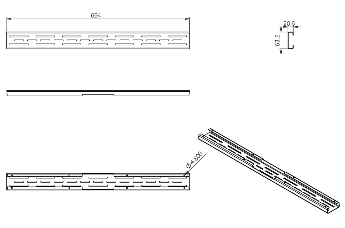 Afzonderlijk standaardrooster Wiesbaden voor 3e generatie doucheafvoer 70 cm in matzwart