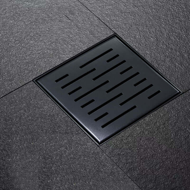 Wiesbaden Mat Zwart 20x20 cm Douchegoot met Flens en Zijuitlaat