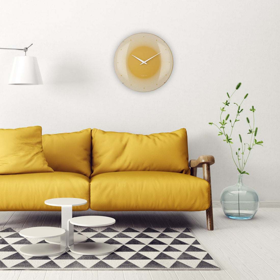 Large Wall Clock 50cm Domed Glass Lens - Silent - Glass - "Deep 50" - Goat Corp