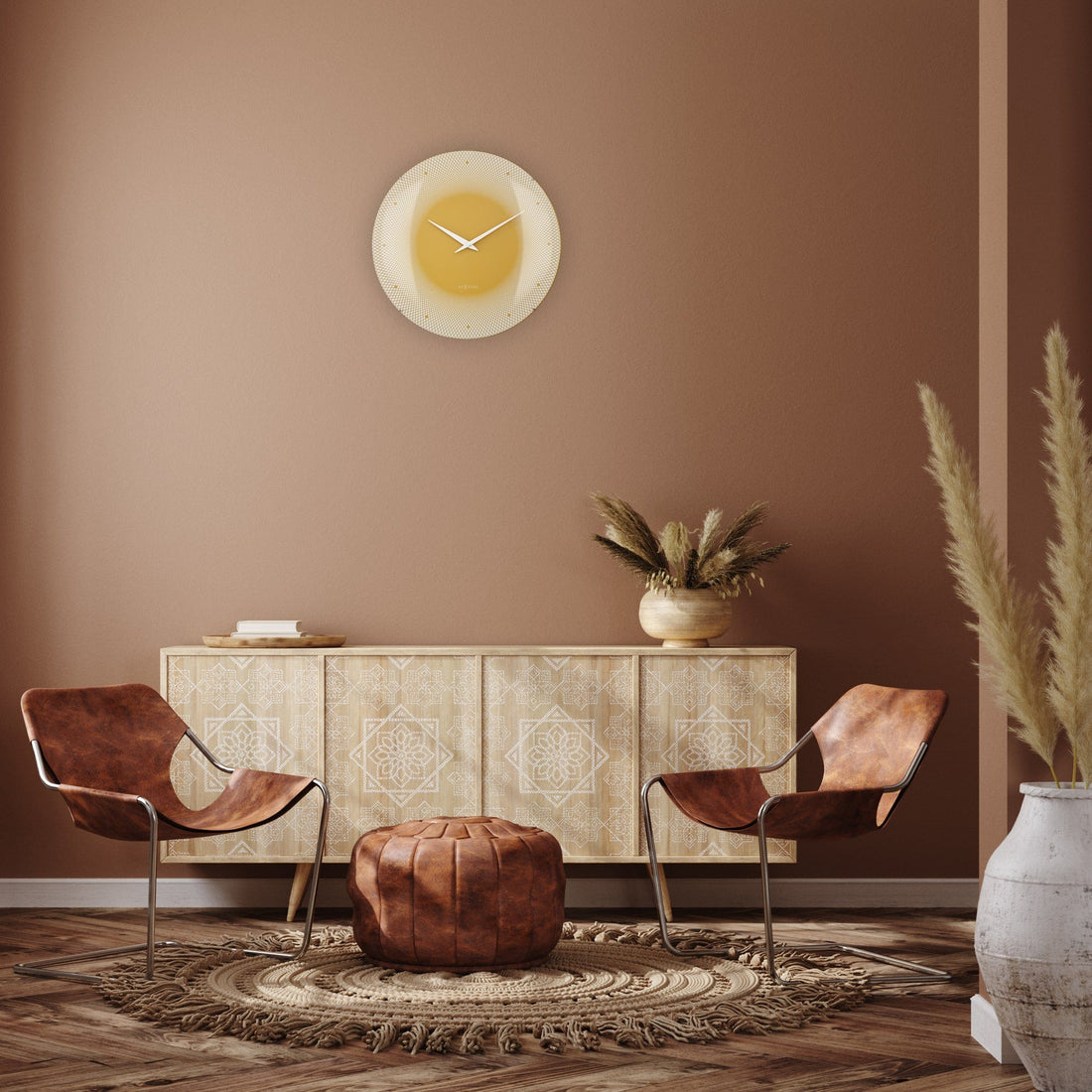 Large Wall Clock 50cm Domed Glass Lens - Silent - Glass - "Deep 50" - Goat Corp