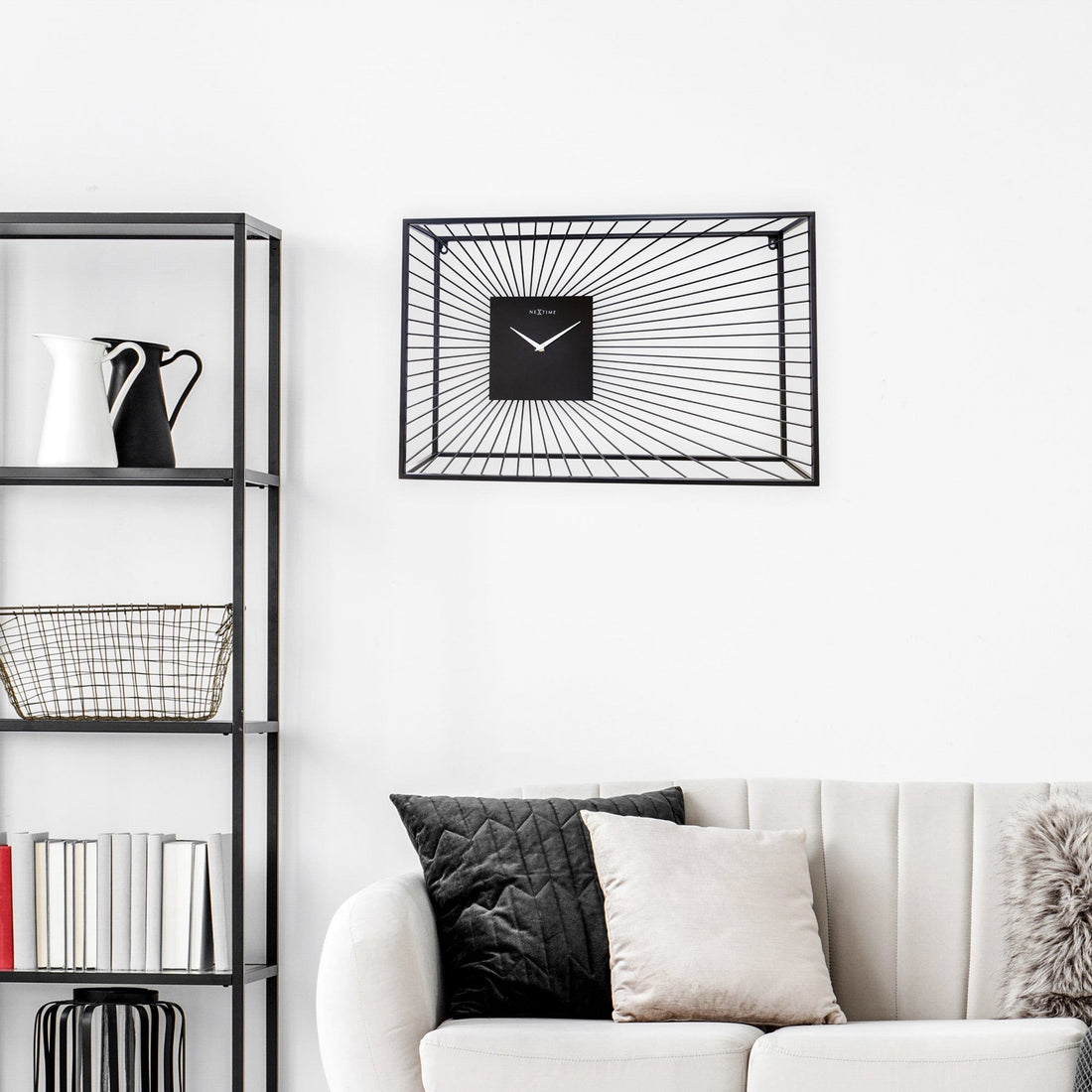 Large Wall Clock 70x45x15cm - Silent - Black - Metal - "Vasco" - Goat Corp