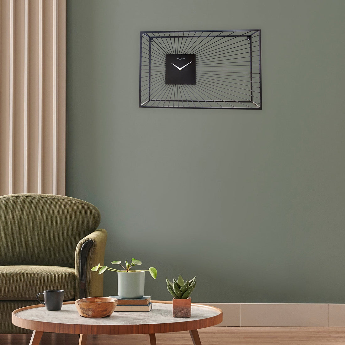 Large Wall Clock 70x45x15cm - Silent - Black - Metal - "Vasco" - Goat Corp