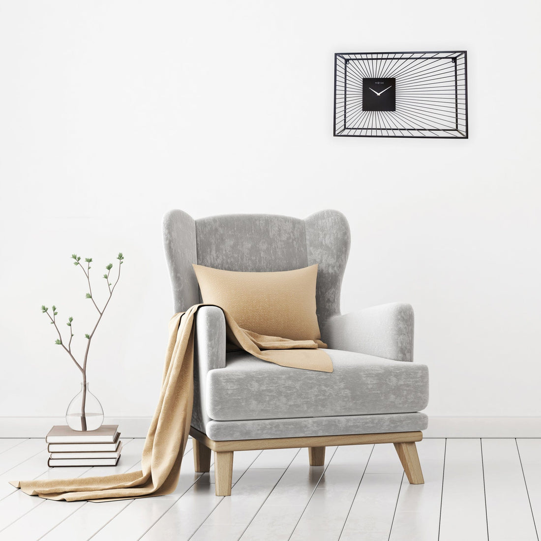 Large Wall Clock 70x45x15cm - Silent - Black - Metal - "Vasco" - Goat Corp