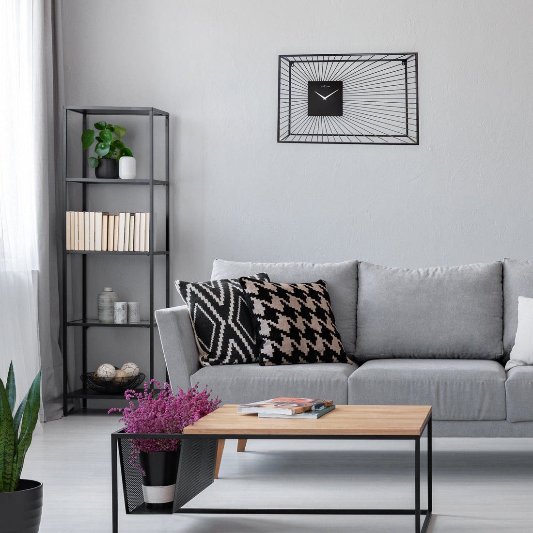 Large Wall Clock 70x45x15cm - Silent - Black - Metal - "Vasco" - Goat Corp