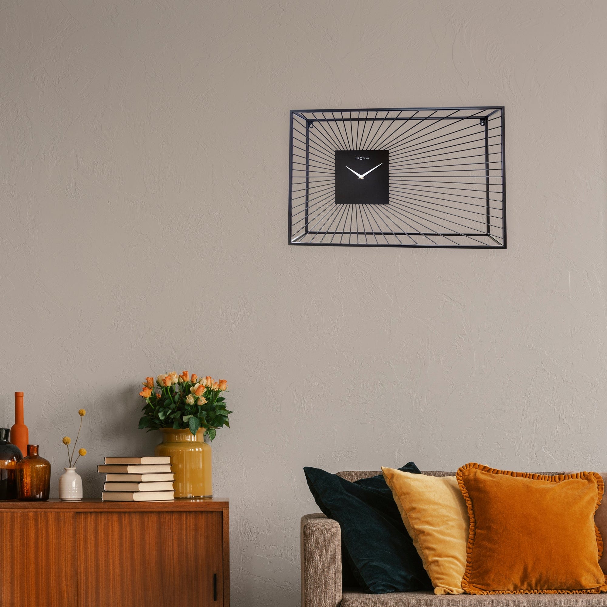 Large Wall Clock 70x45x15cm - Silent - Black - Metal - "Vasco" - Goat Corp