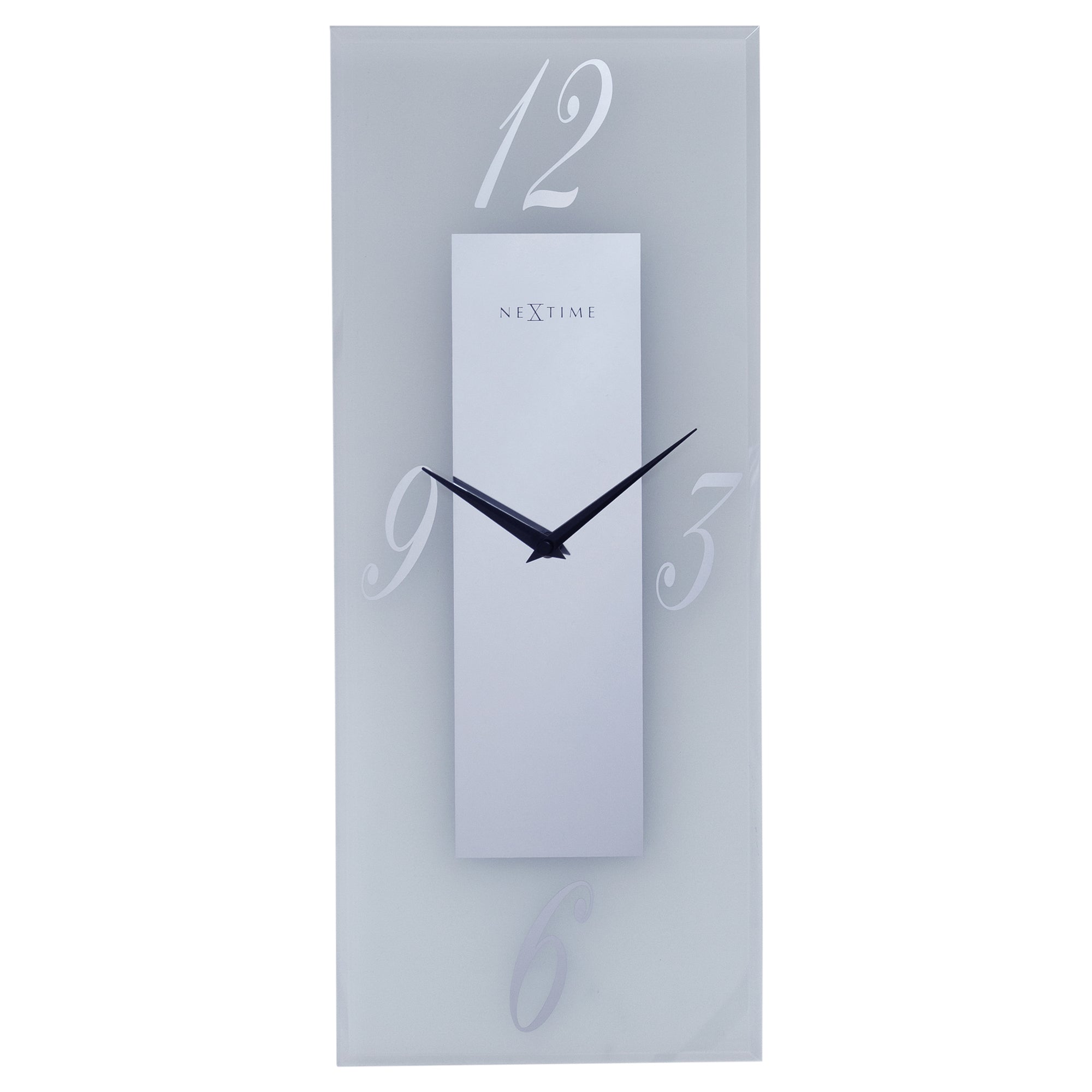 Wall clock 20x50cm - Silent - Glass - Frosted/Mirror - "Dali" - Goat Corp