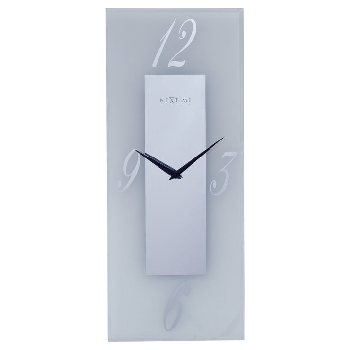 Wall clock 20x50cm - Silent - Glass - Frosted/Mirror - "Dali" - Goat Corp