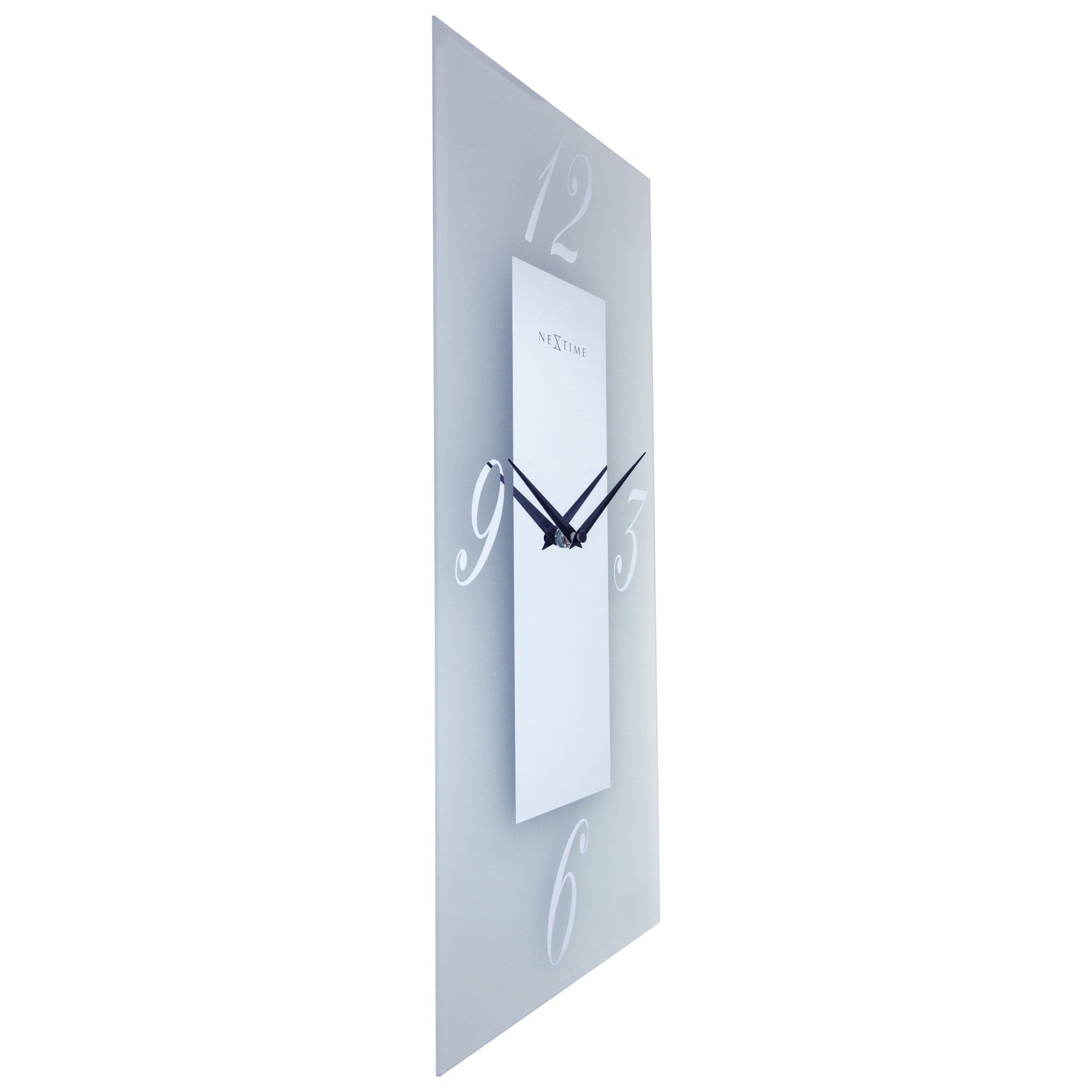 Wall clock 20x50cm - Silent - Glass - Frosted/Mirror - "Dali" - Goat Corp