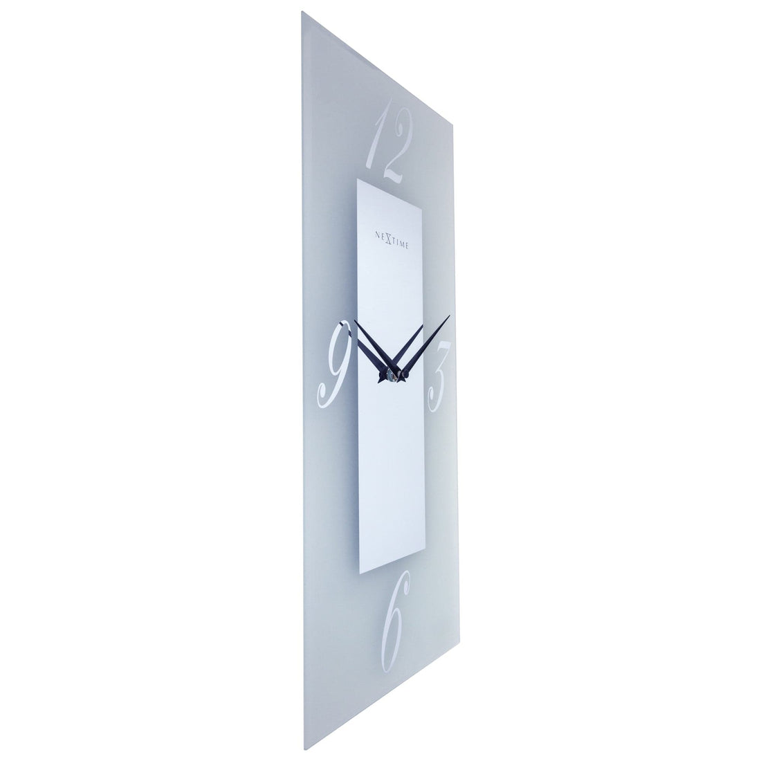 Wall clock 20x50cm - Silent - Glass - Frosted/Mirror - "Dali" - Goat Corp