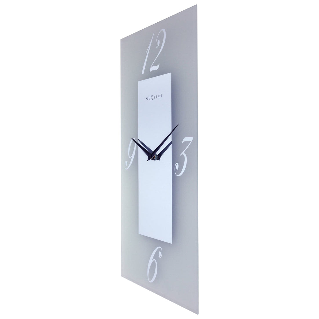 Wall clock 20x50cm - Silent - Glass - Frosted/Mirror - "Dali" - Goat Corp