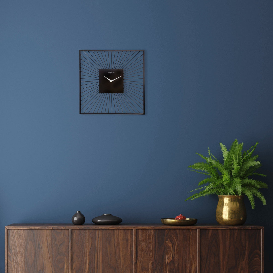 Wall Clock 45x45x15cm - Silent - Black - Metal - "Vasco Square" - Goat Corp