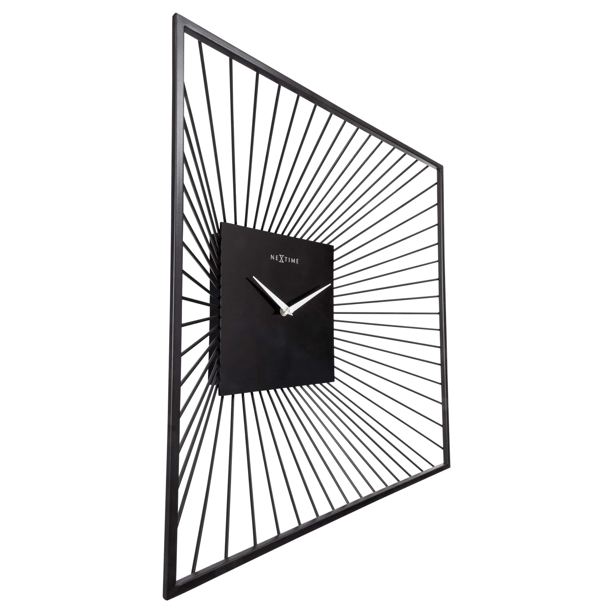 Wall Clock 45x45x15cm - Silent - Black - Metal - "Vasco Square" - Goat Corp