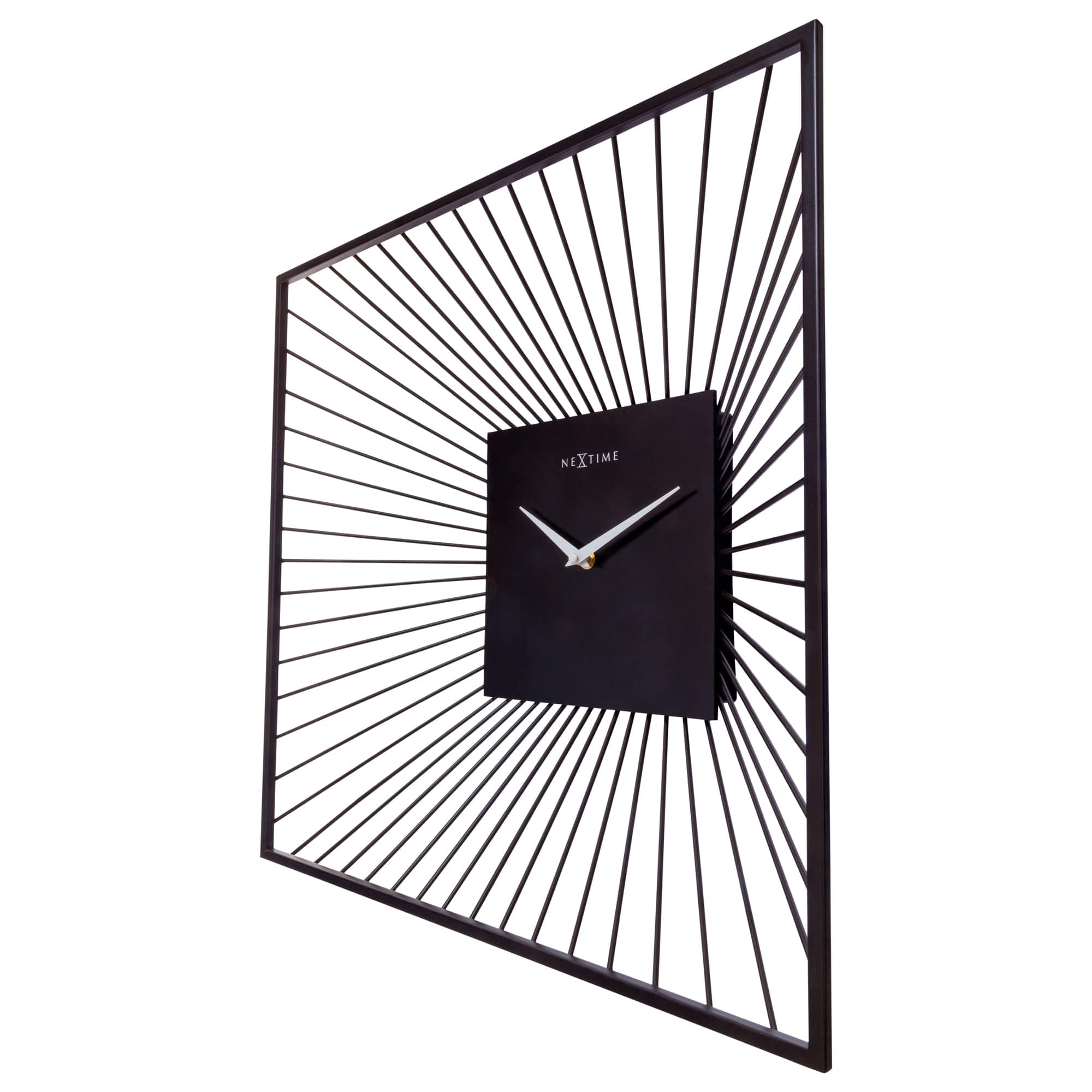 Wall Clock 45x45x15cm - Silent - Black - Metal - "Vasco Square" - Goat Corp