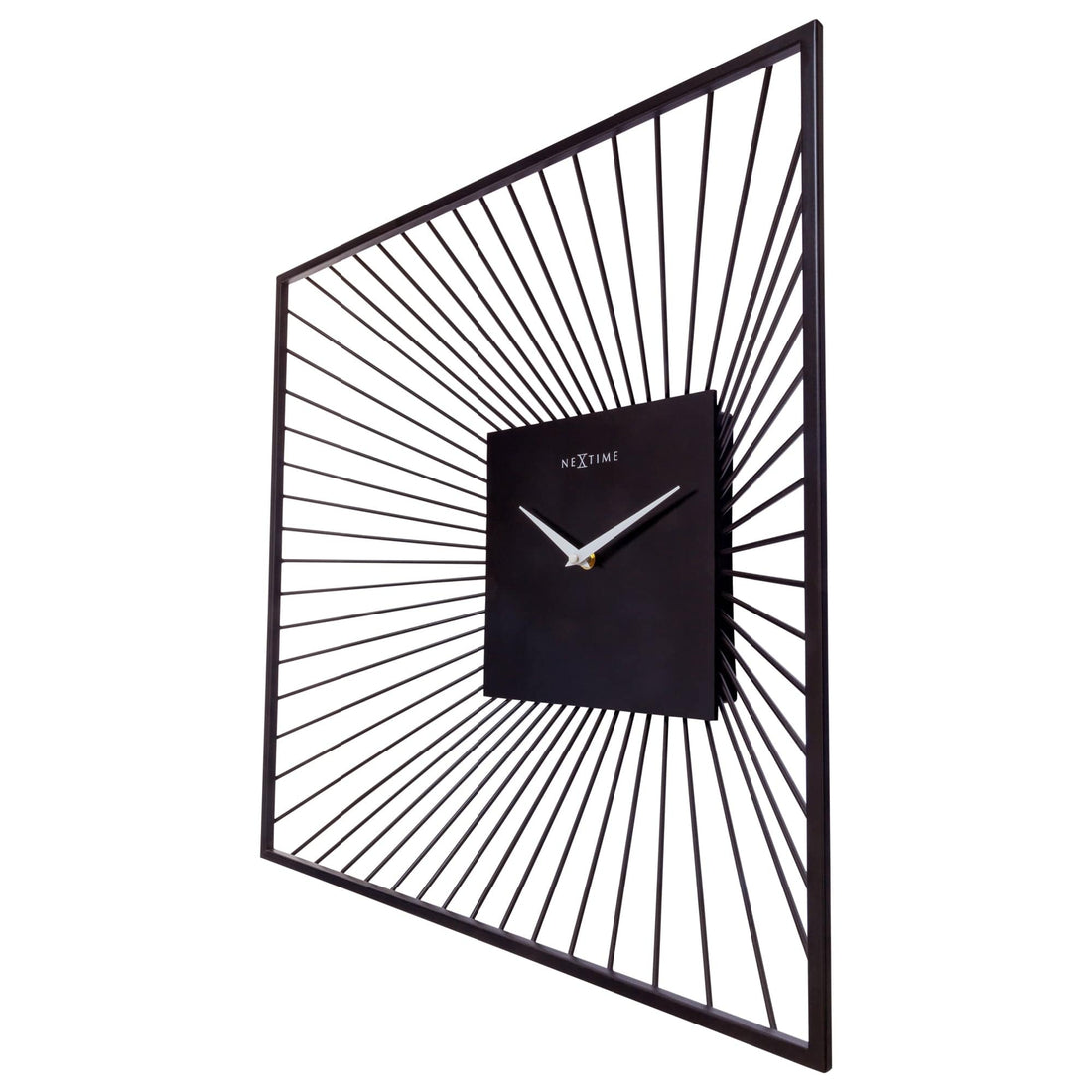 Wall Clock 45x45x15cm - Silent - Black - Metal - "Vasco Square" - Goat Corp