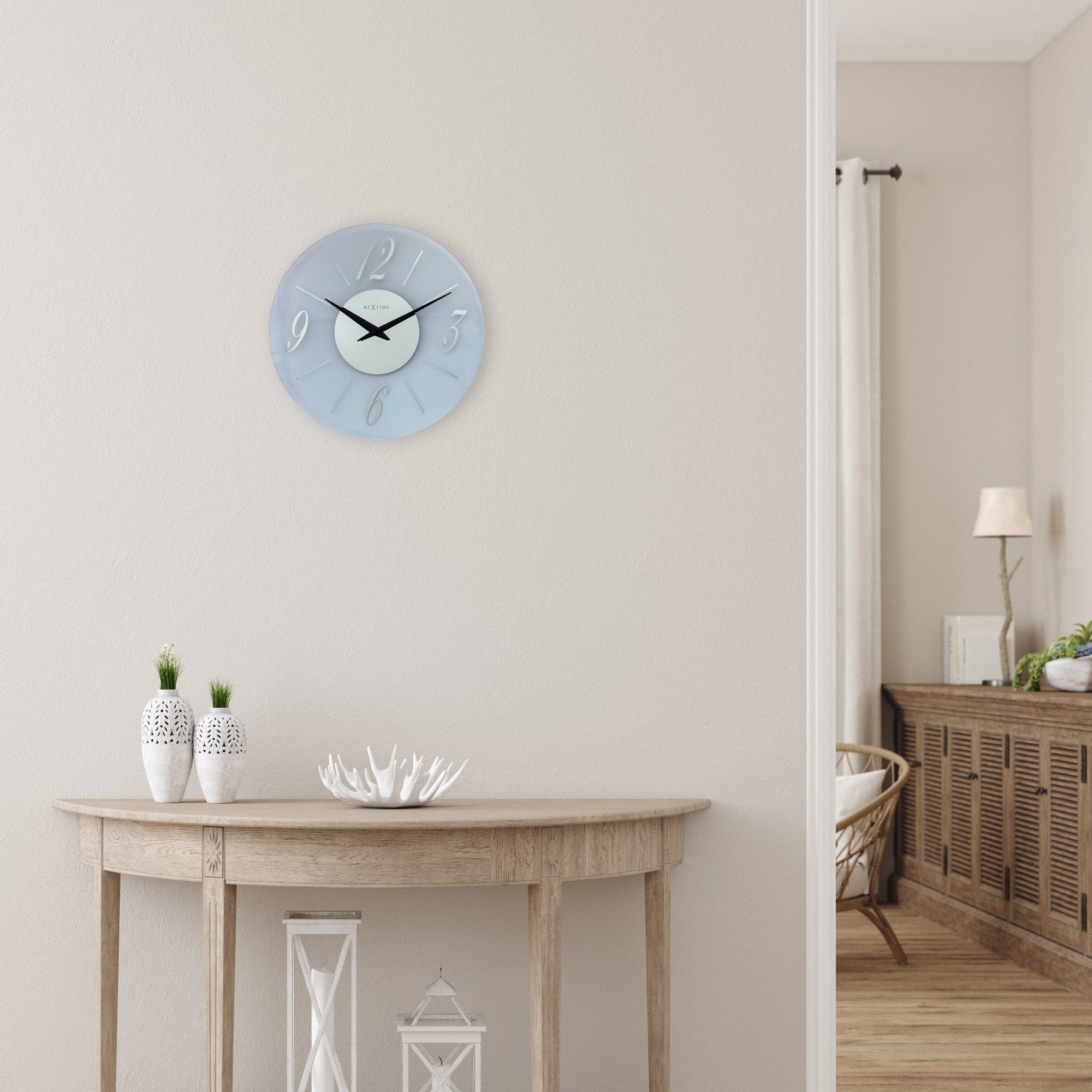 Wall clock 43cm - Silent - Glass - Frosted/Mirror - "Dali Round" - Goat Corp