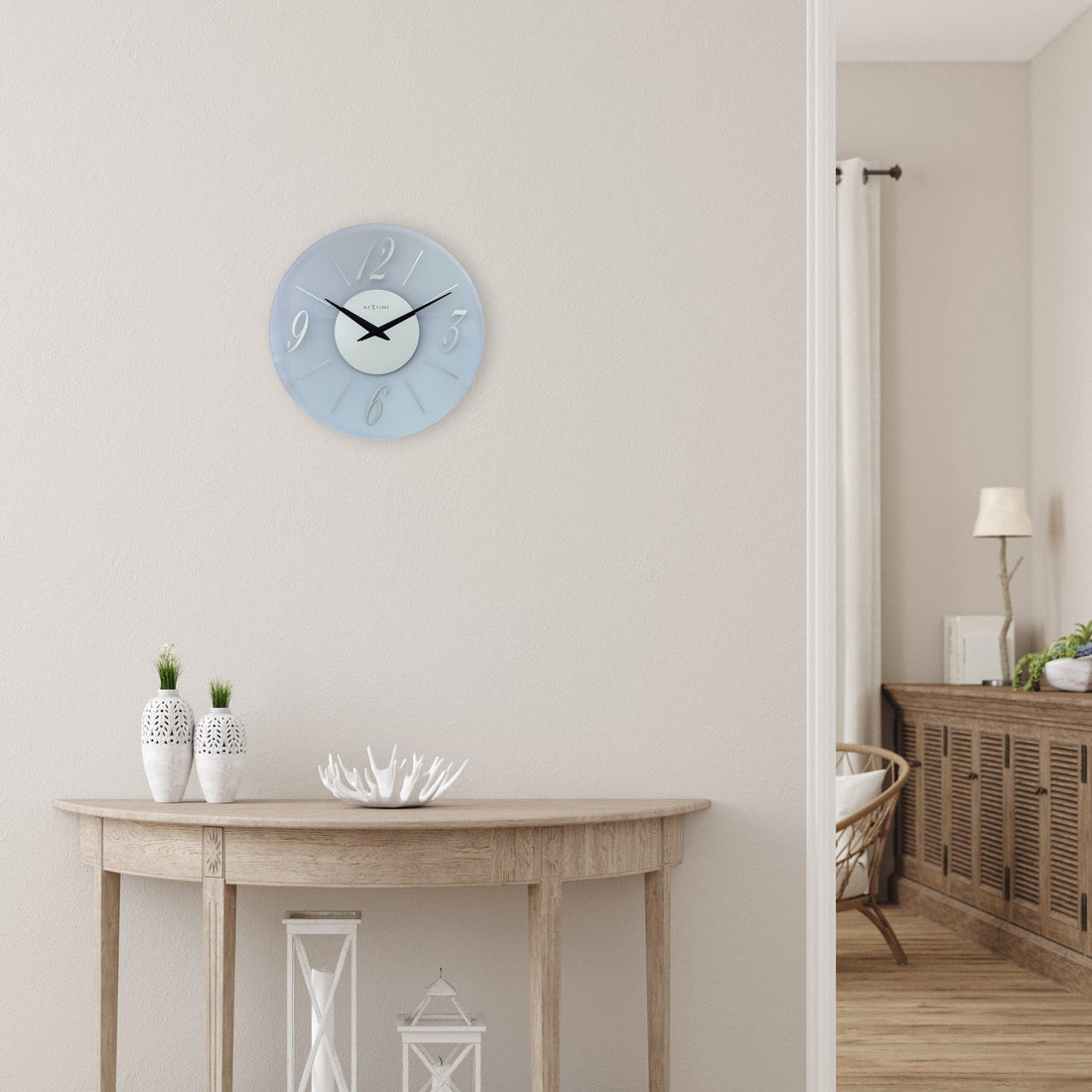 Wall clock 43cm - Silent - Glass - Frosted/Mirror - "Dali Round" - Goat Corp