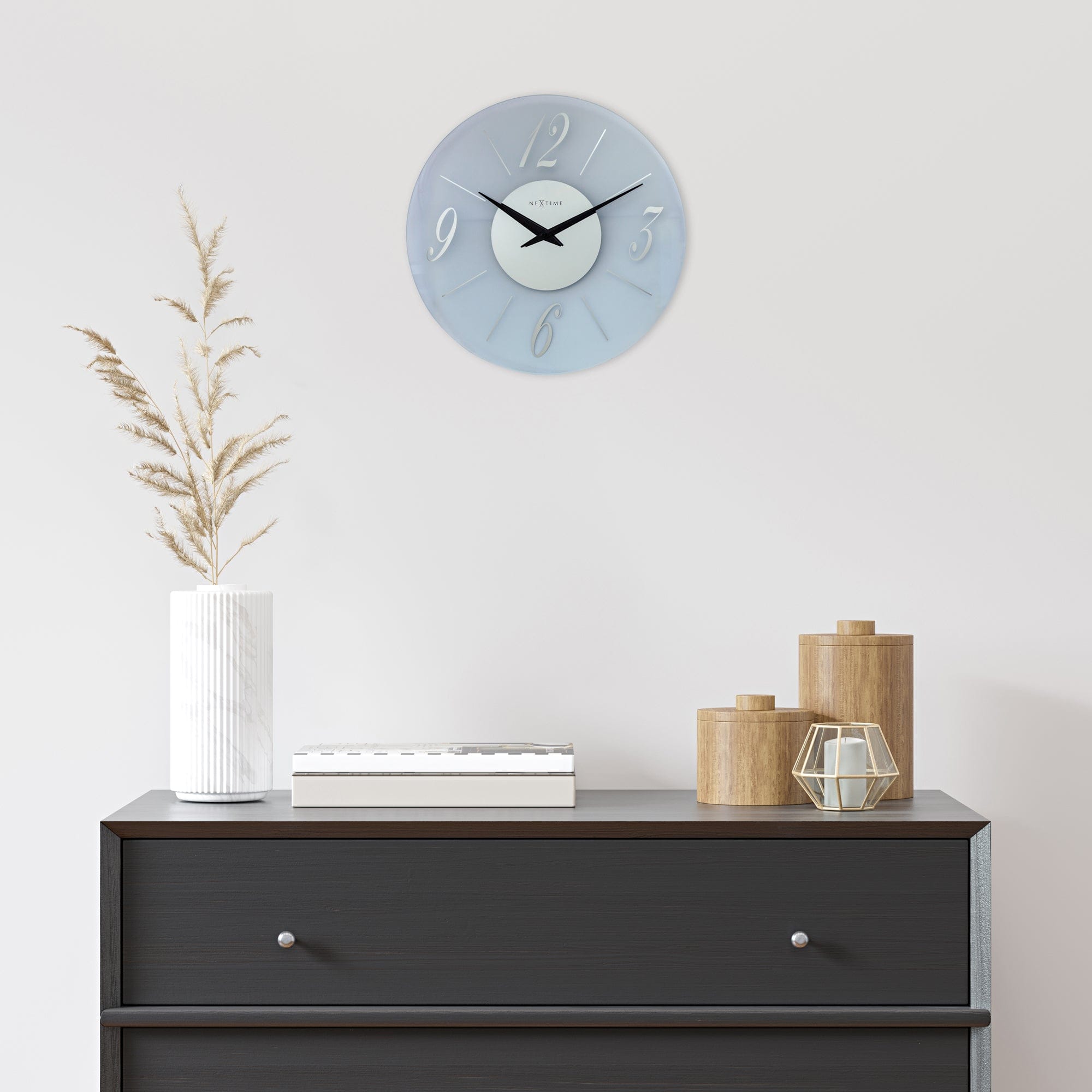 Wall clock 43cm - Silent - Glass - Frosted/Mirror - "Dali Round" - Goat Corp