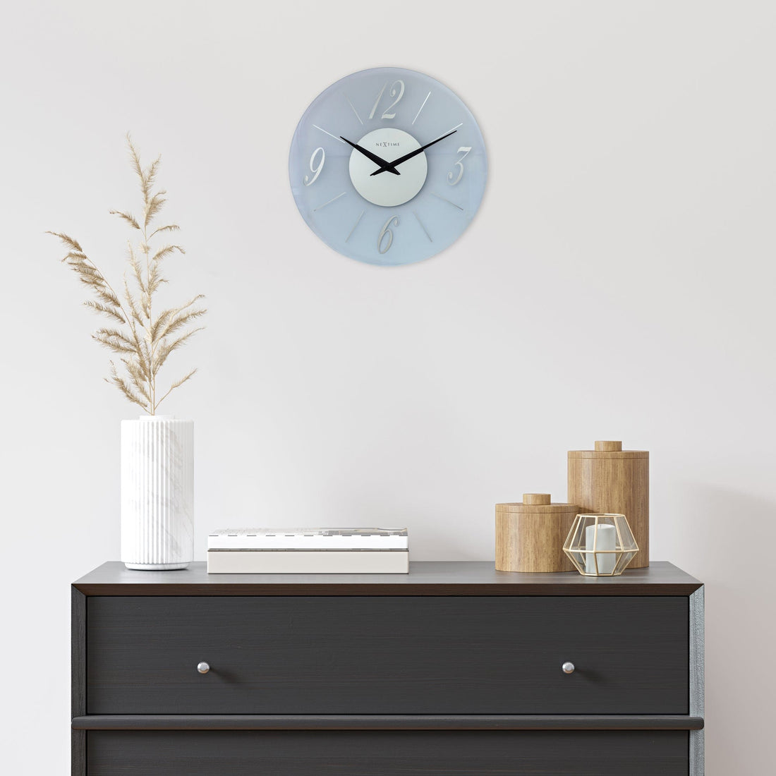 Wall clock 43cm - Silent - Glass - Frosted/Mirror - "Dali Round" - Goat Corp