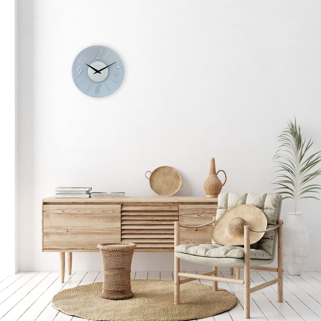 Wall clock 43cm - Silent - Glass - Frosted/Mirror - "Dali Round" - Goat Corp