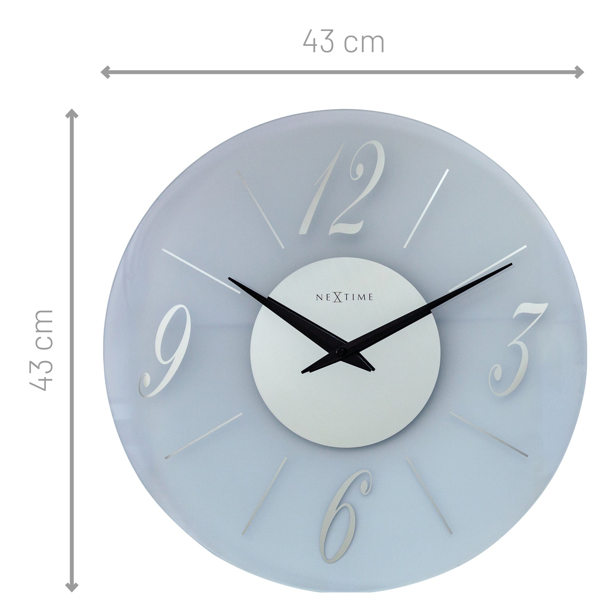 Wall clock 43cm - Silent - Glass - Frosted/Mirror - "Dali Round" - Goat Corp