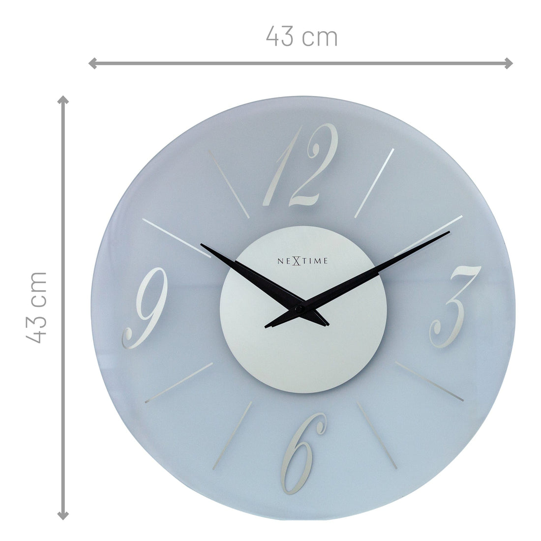 Wall clock 43cm - Silent - Glass - Frosted/Mirror - "Dali Round" - Goat Corp