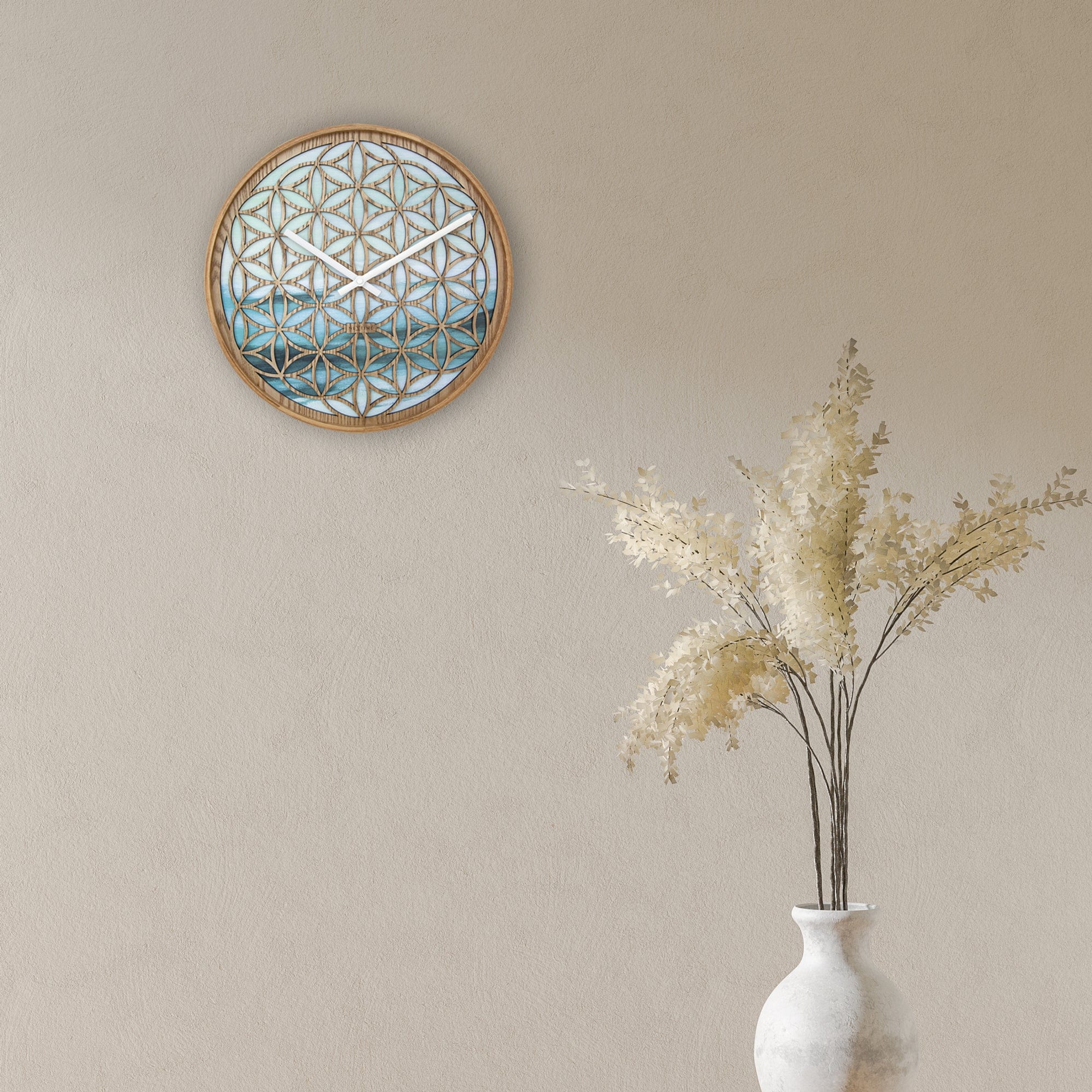 Wall clock 40cm - Silent - Green - Wood  -"Concord" - Goat Corp