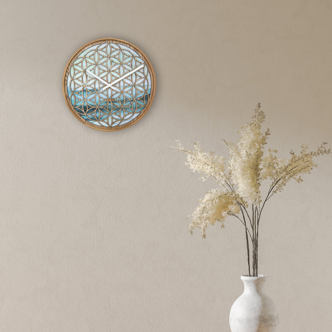 Wall clock 40cm - Silent - Green - Wood  -"Concord" - Goat Corp