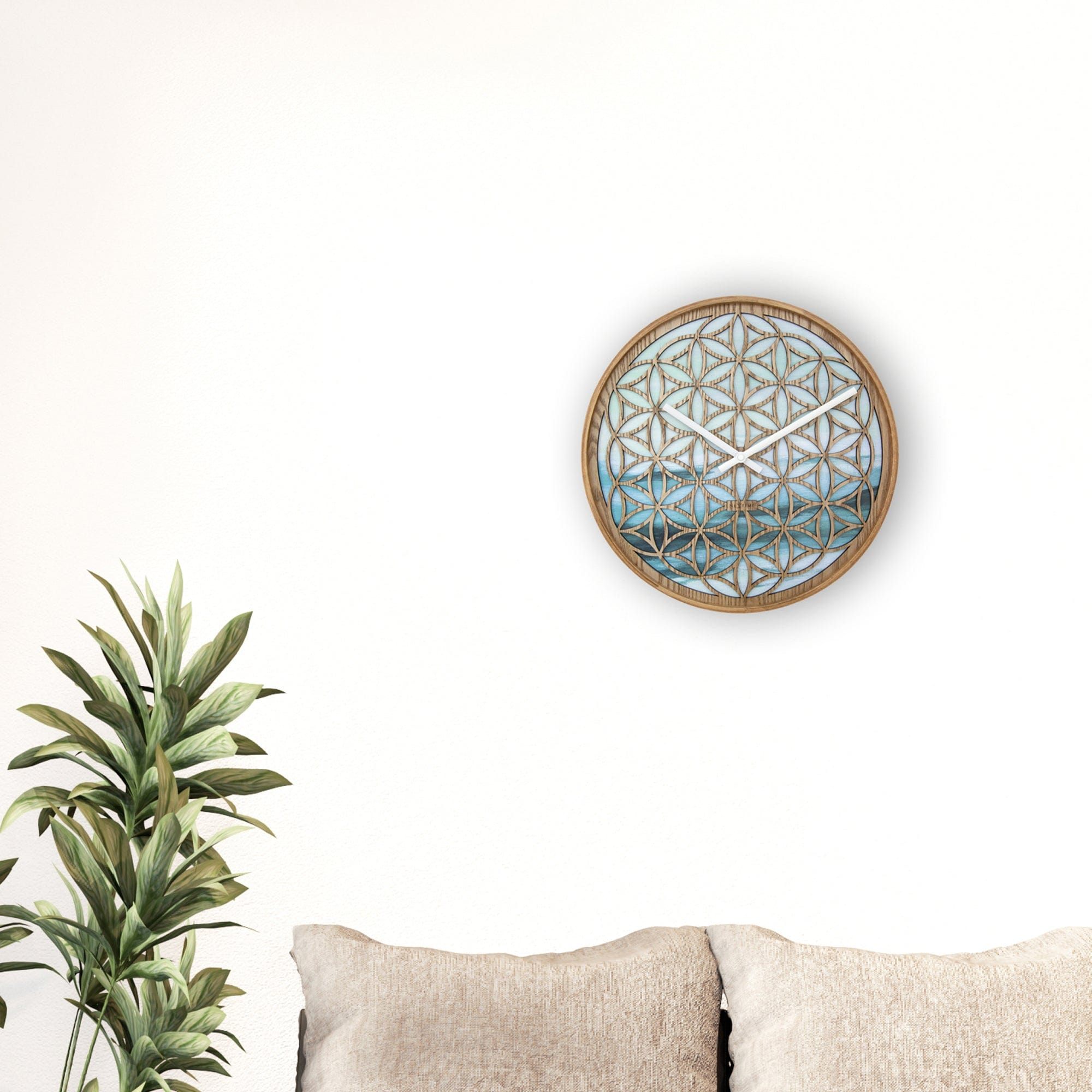 Wall clock 40cm - Silent - Green - Wood  -"Concord" - Goat Corp