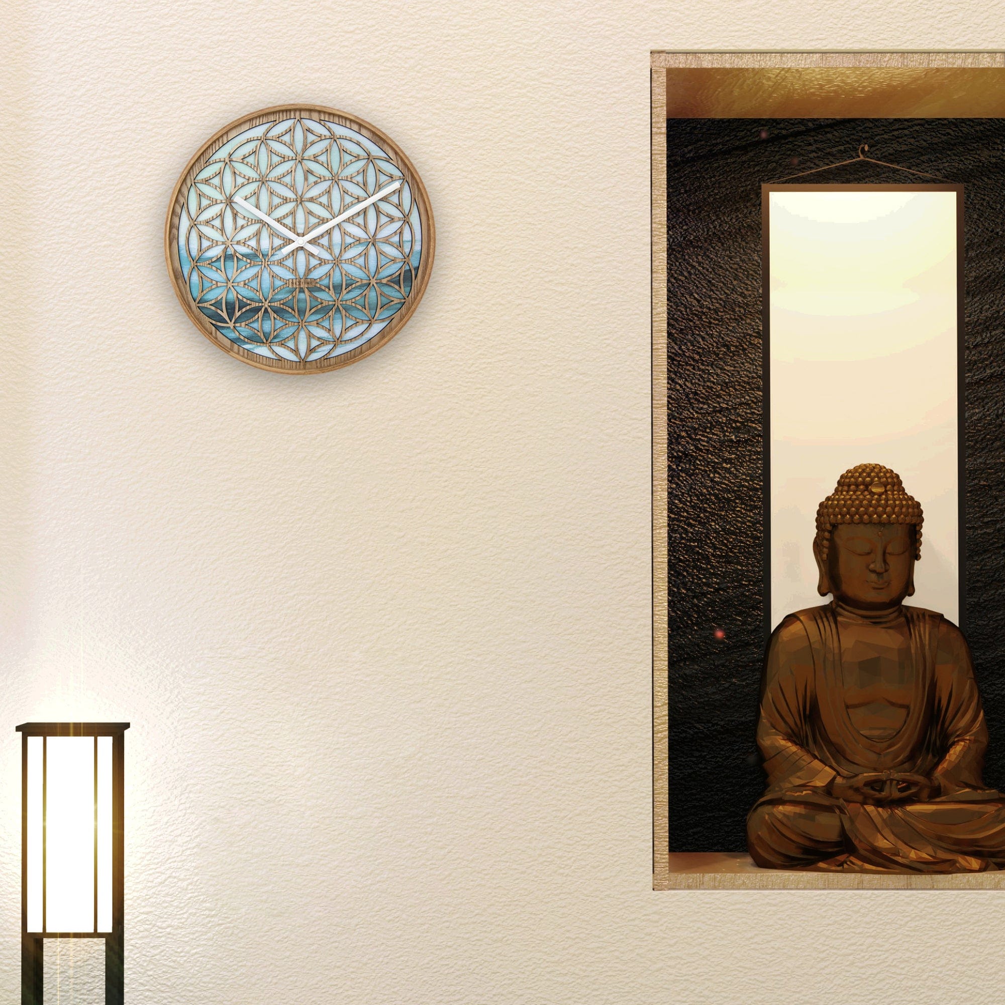 Wall clock 40cm - Silent - Green - Wood  -"Concord" - Goat Corp