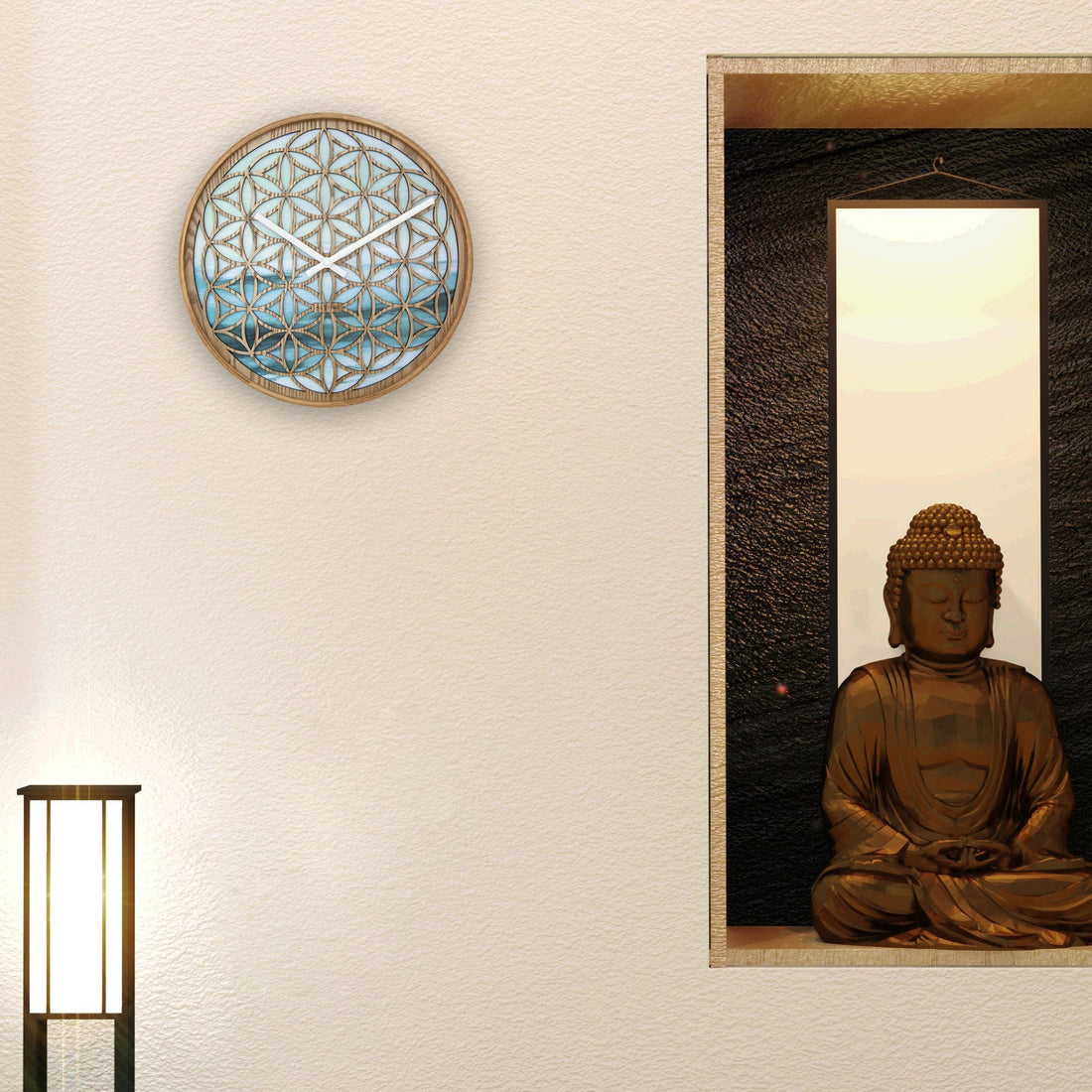 Wall clock 40cm - Silent - Green - Wood  -"Concord" - Goat Corp