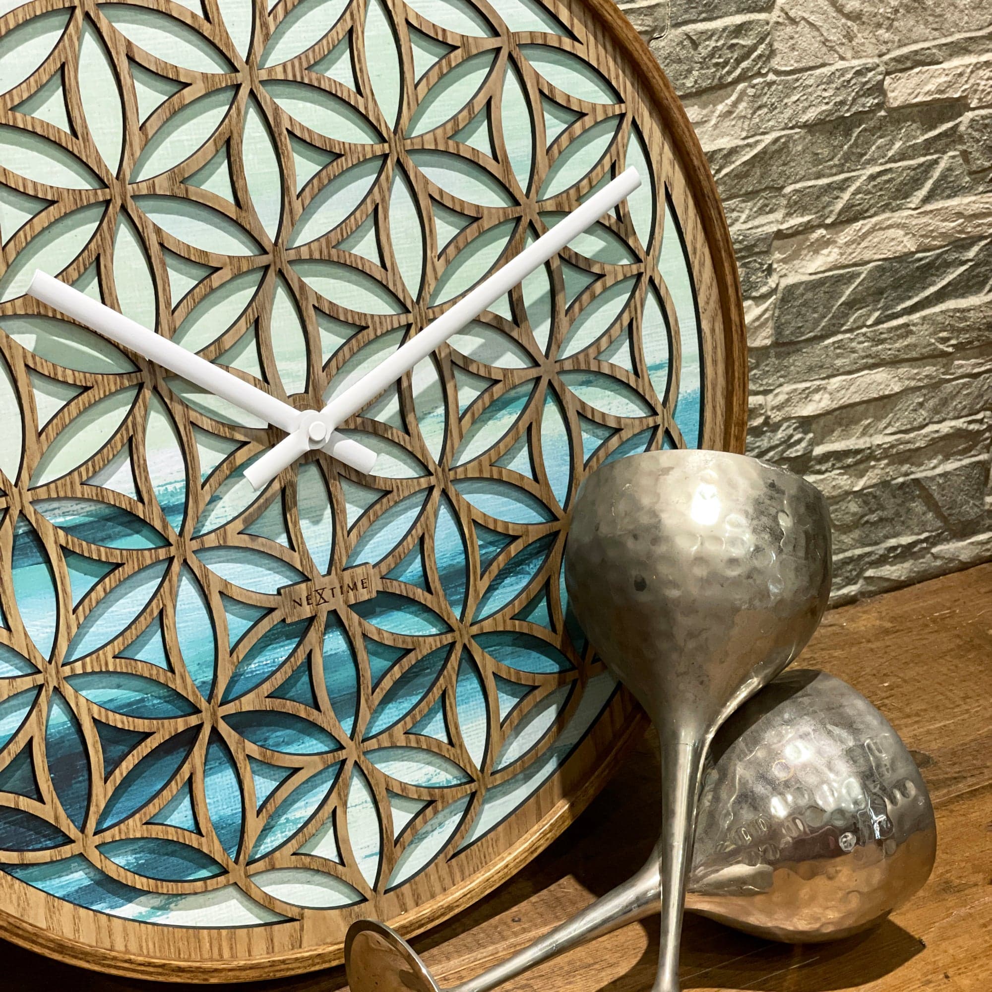 Wall clock 40cm - Silent - Green - Wood  -"Concord" - Goat Corp