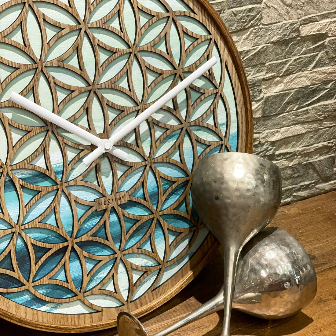 Wall clock 40cm - Silent - Green - Wood  -"Concord" - Goat Corp