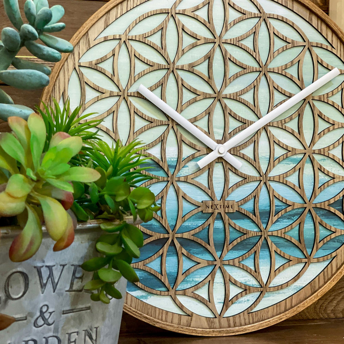 Wall clock 40cm - Silent - Green - Wood  -"Concord" - Goat Corp